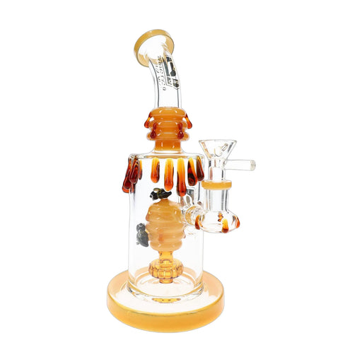 6B Glass bee themed straight shooter bong, 9.5 inch with showerhead percolator