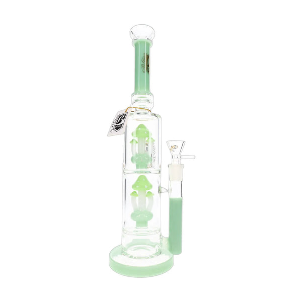 6B Glass Dual Mushroom Multi-Perc Bong – 14″ – Assorted Colors