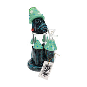 6B Glass glow-in-the-dark mushroom creature bong, 8 inch with honeycomb perc