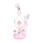 6B Glass mushroom beaker bong, 10 inch stemless with inline perc, assorted colors