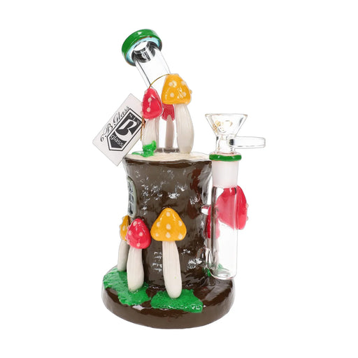 6B Glass mushroom straight shooter bong, 8 inch with resin mushroom accent