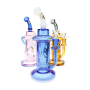 6B Glass stemless recycler bong, 10 inch with showerhead perc, assorted colors