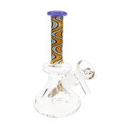 6B Glass reverse glass-on-glass beaker bong, 6 inch with colored accents