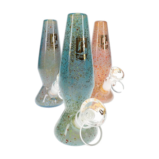 6B Glass silver fumed color-changing beaker bong, 6 inch stemless, assorted colors