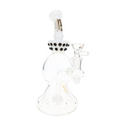 6B Glass stemless beaker bong, 9 inch with marble ring and showerhead perc