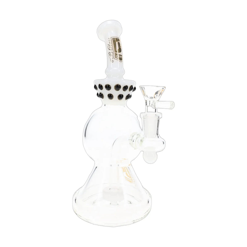 6B Glass stemless beaker bong, 9 inch with marble ring and showerhead perc