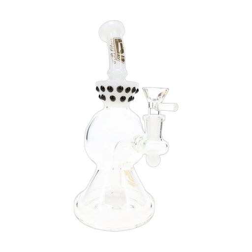6B Glass stemless beaker bong, 9 inch with marble ring and showerhead perc