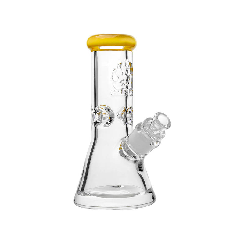 CaliBear Classic 9mm Beaker Water Pipe - 8" | Etched Logo & Color Lip
