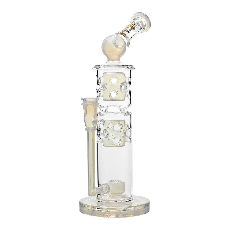 Calibear Premium Sidecar Straight Fab Glass Bong With Flower of Life Perc