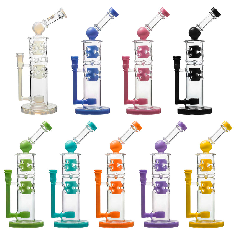 Calibear Premium Sidecar Straight Fab Glass Bong With Flower of Life Perc
