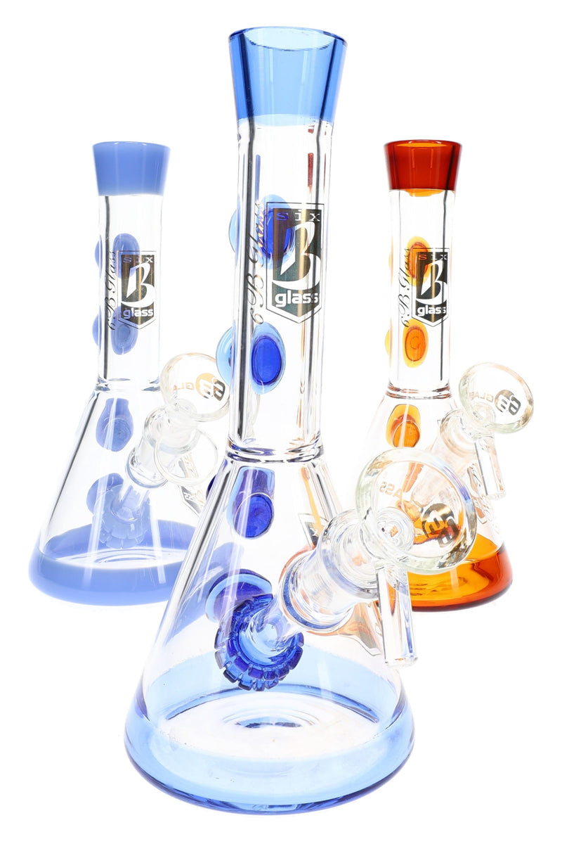 6B Glass Double Showerhead Bong – 7½″ – Assorted Colors