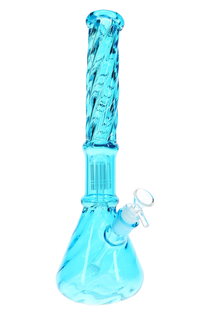 Twisted Glass Beaker Bong “Tree Twist” – Tree Perc – 15″ – Assorted Colors