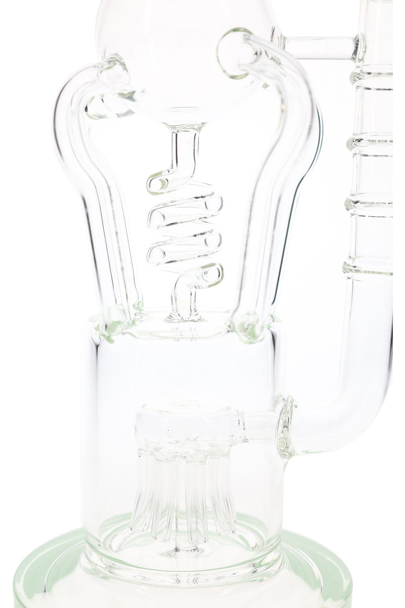 Spiral Quad Recycler Bong “Twist Flow” – Sprinkler Perc – 13½″ – Assorted Colors