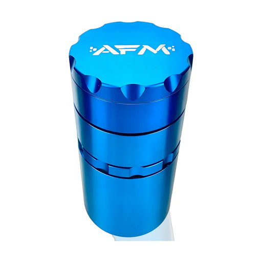 AFM 5-piece aluminum herb grinder with pollen screen and multi-chamber storage