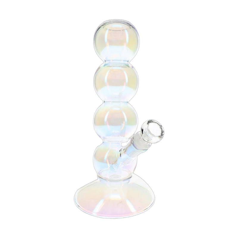 BigFun iridescent bubble stack glass bong, 10 inch with electroplated finish