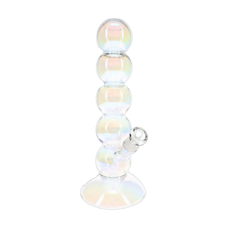 BigFun iridescent bubble stack glass bong, 13 inch with electroplated finish