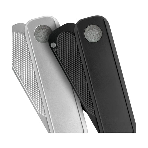 Black Mini Genius folded glass smoking pipe with matte finish, pocket-sized