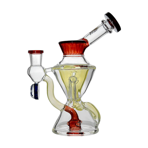 Calibear Hourglass recycler dab rig, 7.7 inch glass with marble accents and percolator