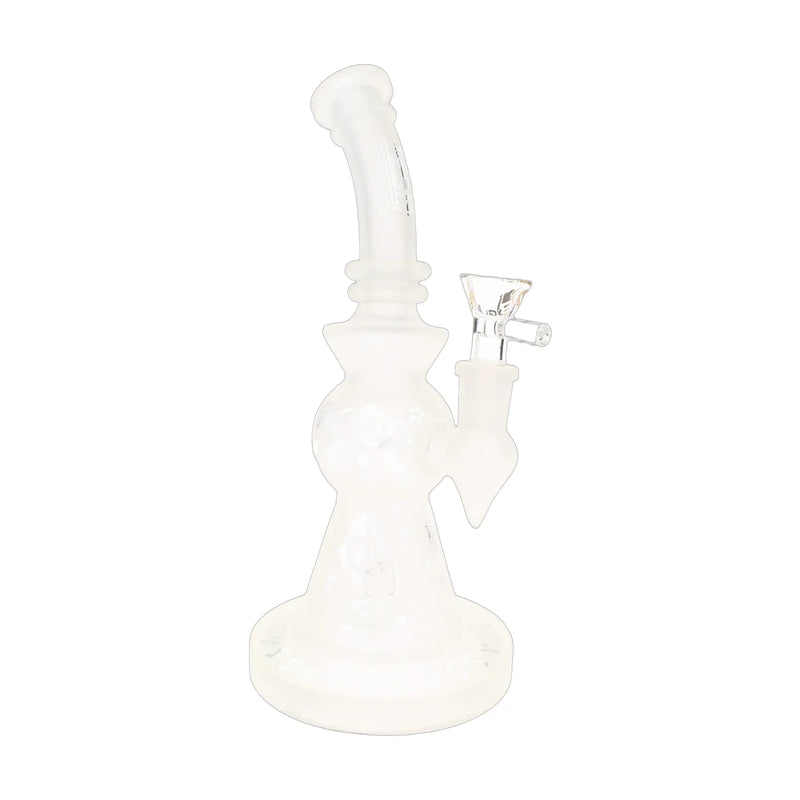 Frosted stemless glass beaker bong, 9.5 inch with pop-art designs, assorted prints