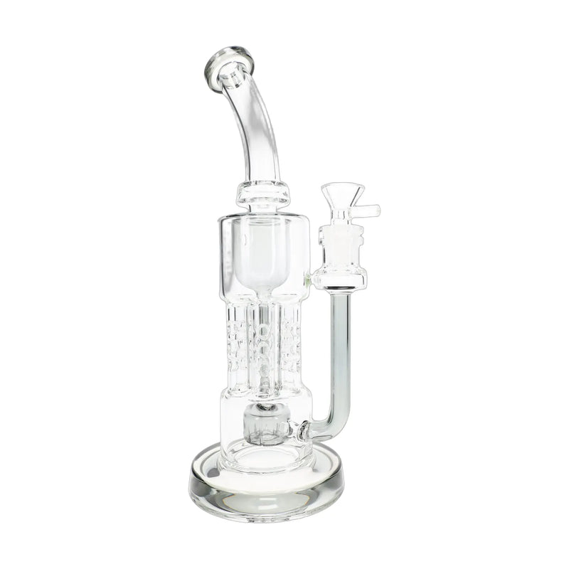 Glass HexaRecycler bong, 11.5 inch with six-chamber recycler body, showerhead perc