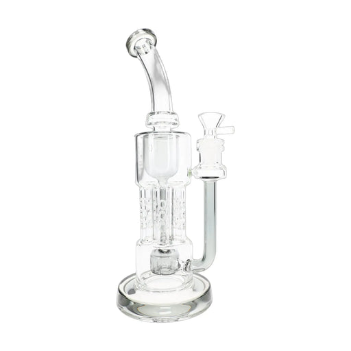 Glass HexaRecycler bong, 11.5 inch with six-chamber recycler body, showerhead perc