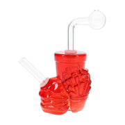 Takeout themed glass oil burner rig with burger and fries design, 5.5 inch