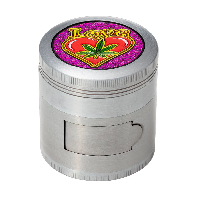 Gnash Love herb grinder with magnetic chamber, 54 diamond teeth, kief catcher