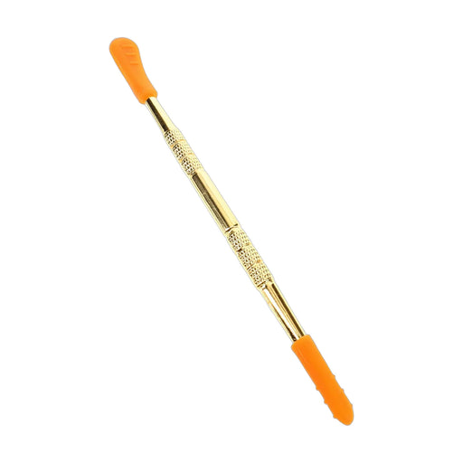 Gold metal dab tool with silicone tips, 4.5 inch concentrate handling accessory