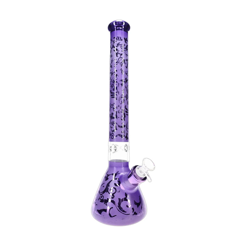 Metallic vine glass beaker bong, 18 inch with ice pinch and removable downstem