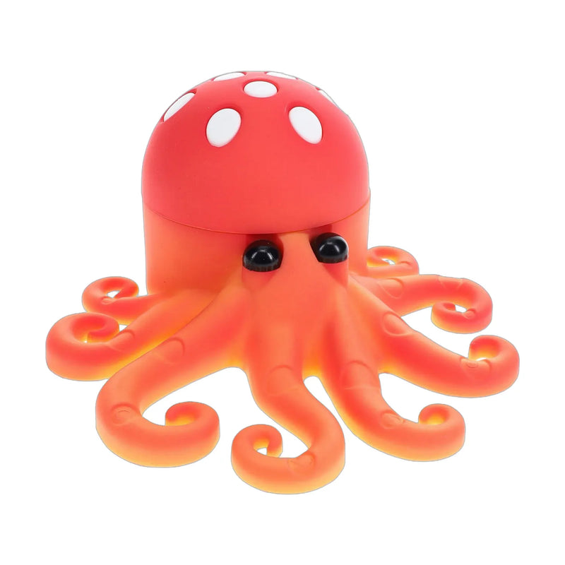 Octopus shaped metal herb grinder with curled tentacles, 3 part design, assorted colors