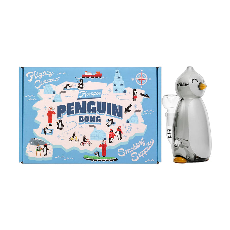 Penguin shaped glass bong, 6.2 inch with diffused straight perc, 14 mm joint