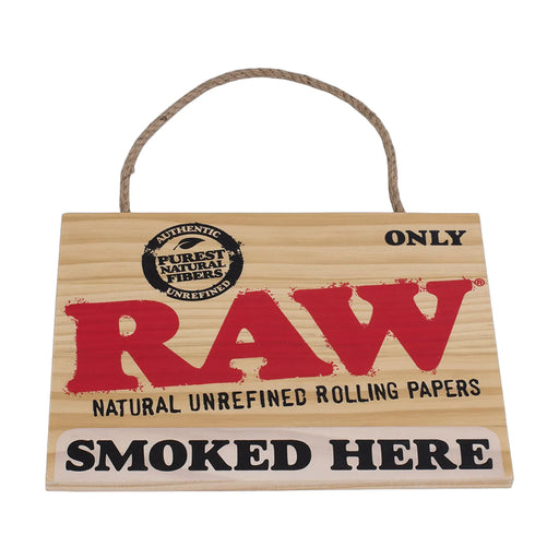 RAW wooden wall sign 9x12 inches with red logo for smoke room decor