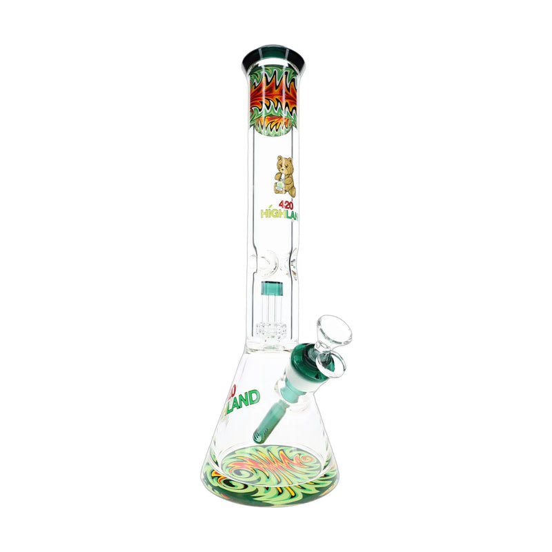 Reverse rasta beaker bong, 16 inch with dome matrix perc, 7 mm thick glass