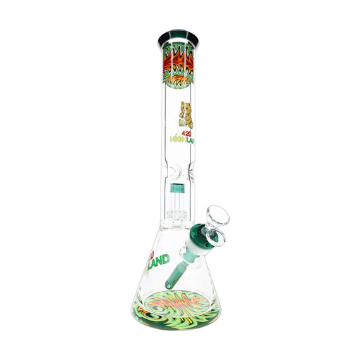 Reverse rasta beaker bong, 16 inch with dome matrix perc, 7 mm thick glass