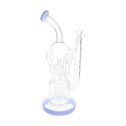 Spiral quad recycler glass bong, 13.5 inch with sprinkler perc and colored accents