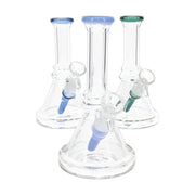 Stemless glass beaker bong, 7.5 inch with colored rim, 14.5 mm bowl