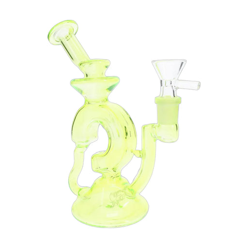 Stemless funky recycler glass bong, 7 inch with 14.5 mm bowl, assorted colors