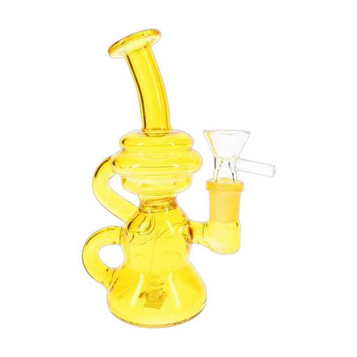 Stemless glass recycler bong, 6.5 inch transparent colored body, assorted colors