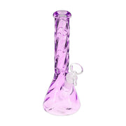 Twisted neck glass beaker bong, 10 inch with ice pinch, assorted colors