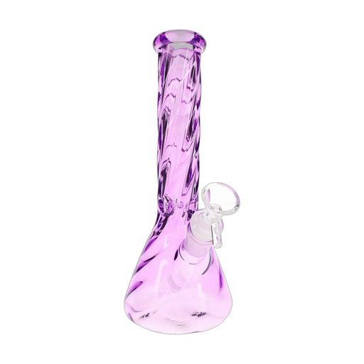 Twisted neck glass beaker bong, 10 inch with ice pinch, assorted colors
