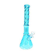 Twisted glass beaker bong, 15 inch with six-arm tree percolator, assorted colors